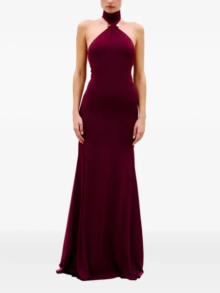 Rochie maxi Silvia Tcherassi cu gât halter roșu