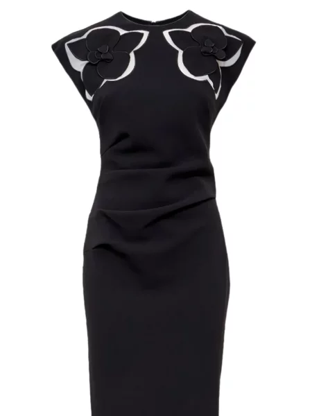 Rochie midi Acler cu model floral cu aplicații negru