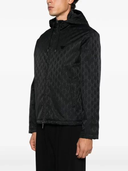 Яке Emporio Armani с качулка с автограф черно