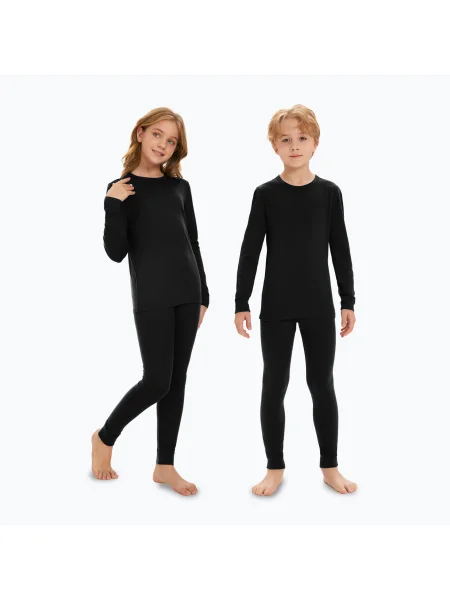 Set de lenjerie termoactivă pentru copii WOOLCANO Merino negru