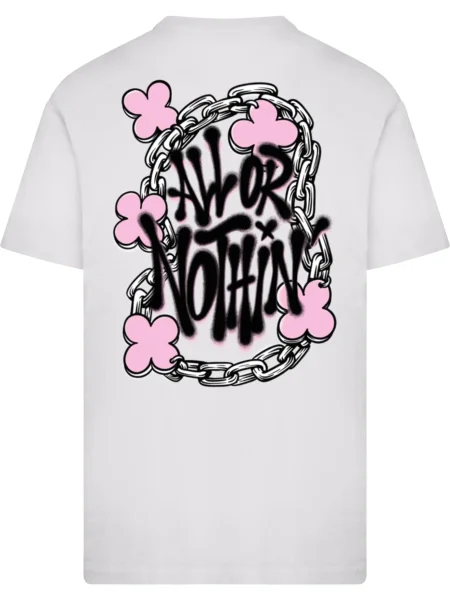 Mister Tee Tričko All Or Nothin Chain ružová / čierna biela