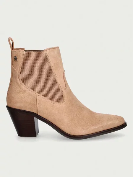 Škornji Tommy Hilfiger Suede Western Chelsea Boot bež