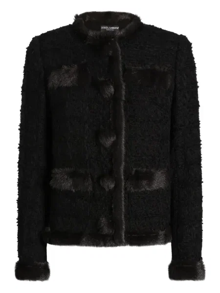 Geacă Dolce & Gabbana din tweed negru