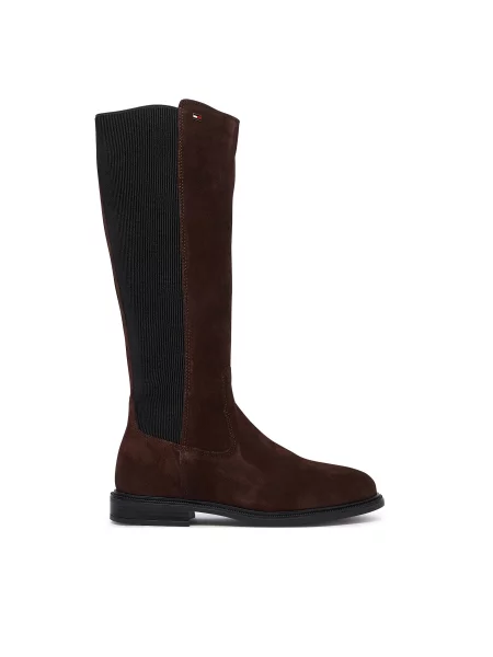Zimske čizme Tommy Hilfiger Enamel Flag Suede High Chelsea Tamno smeđa