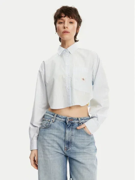 Calvin Klein Jeans koszula relaxed z kołnierzykiem klasycznym niebieski