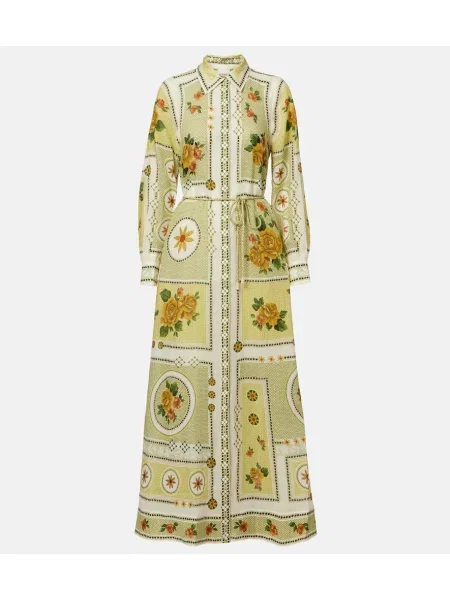 Rochie tip cămașă Alemais cu imagine verde