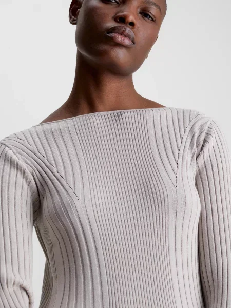 Платье Calvin Klein с открытой спиной серое