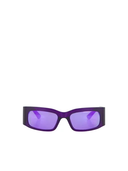 Lniane okulary przeciwsłoneczne Balenciaga fioletowe