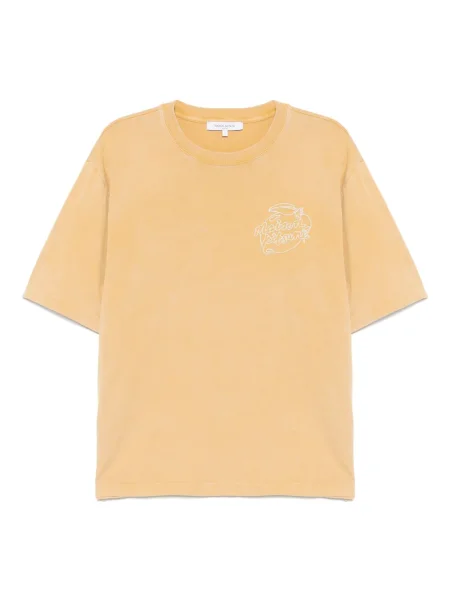 Tricou Maison Kitsune cu broderie galben