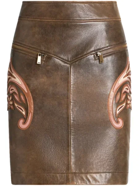 Fustă din piele Etro maro