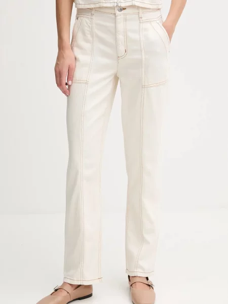 Dkny pantaloni drept high waist bej