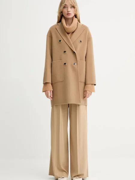 Светр з кашеміру MAX&Co. легкий гольф коричневий