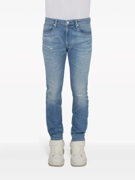 Džinsai Emporio Armani su nubrozdinimais mėlyna