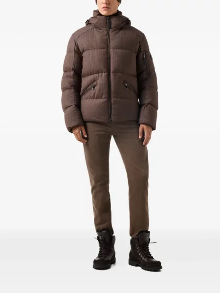 Geacă cu puf Bogner cu model herringbone maro