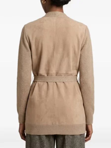 Cardigan Max Mara din piele de căprioară