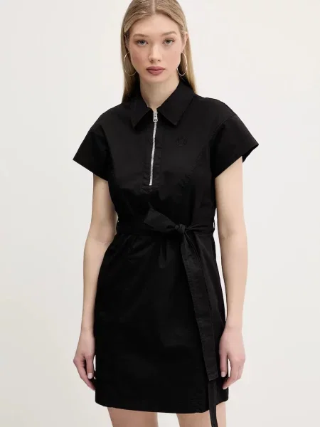 Hugo Blue sukienka mini rozkloszowana czarny