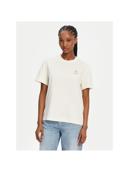Mustang T-shirt Floris Écru Relaxed Fit