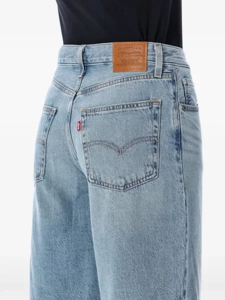 Kožené džínové šortky Levi's s oděrkami modré