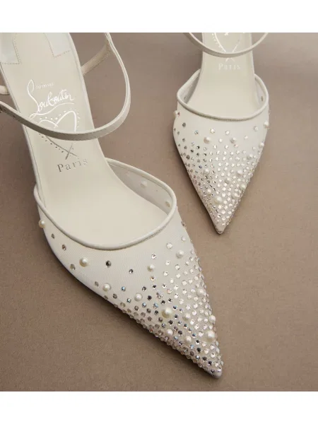 Pantofi cu toc Christian Louboutin slingback alb