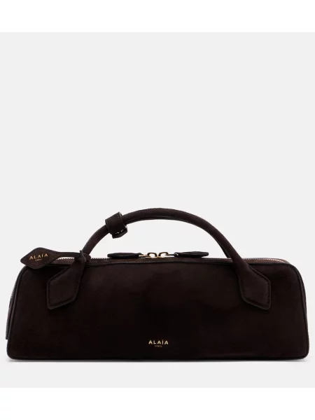 Top Alaïa din piele de căprioară maro