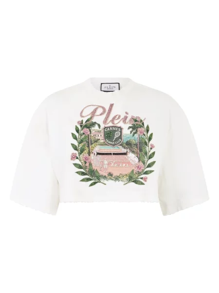 Top Philipp Plein do tenisa o skróconej długości biały