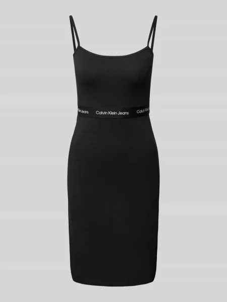 Sukienka mini na cienkich ramiączkach Calvin Klein Jeans czarna