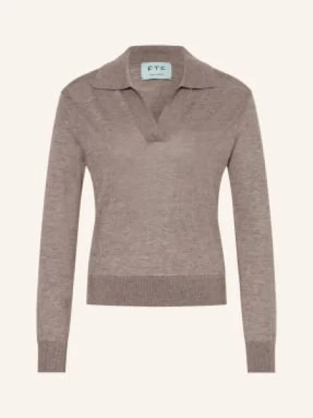 Ftc Cashmere Koszulka Polo Z Dzianiny Z Kaszmirem beige beżowa