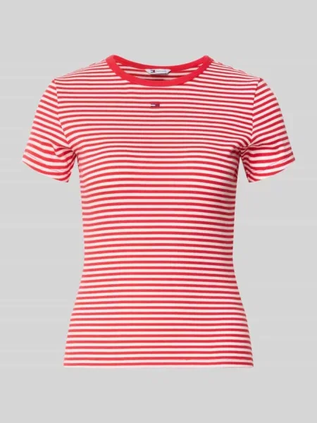 T-shirt o kroju slim fit z mieszanki bawełny Tommy Jeans czerwona