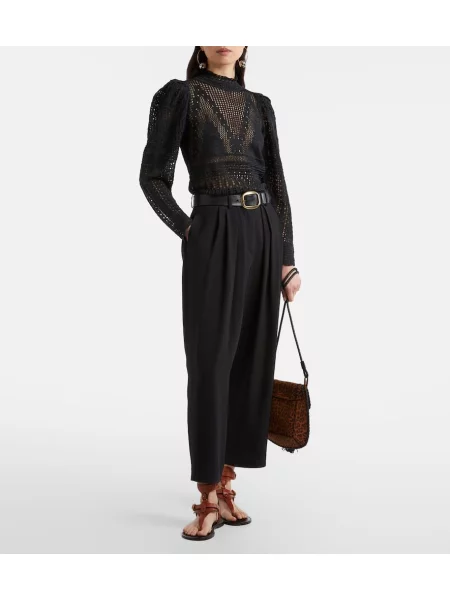 Pantaloni Isabel Marant cu talie înaltă negru