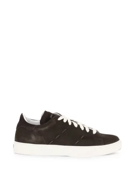 Sneakerși Kiton cu șireturi din piele de căprioară maro
