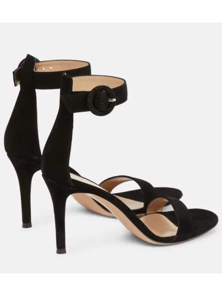 Кожени сандали Gianvito Rossi с отворена пета черно