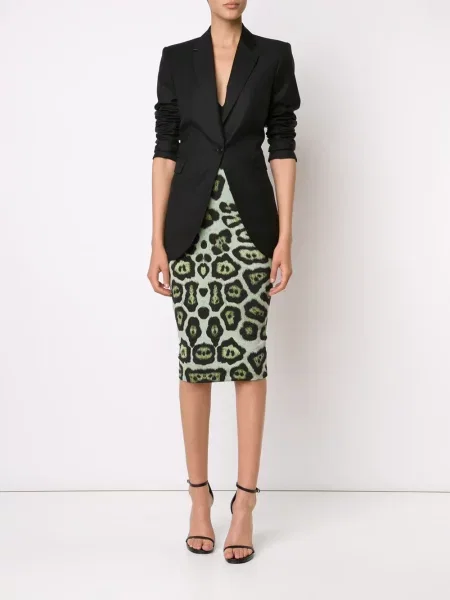 Fustă tip creion Givenchy cu imagine cu model leopard verde