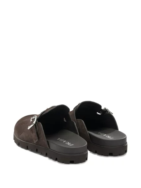 Pantofi loafer Prada cu cataramă cu bretele maro