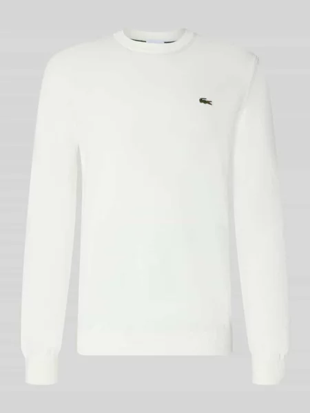 Sweter o kroju regular fit z mieszanki bawełny Lacoste biały