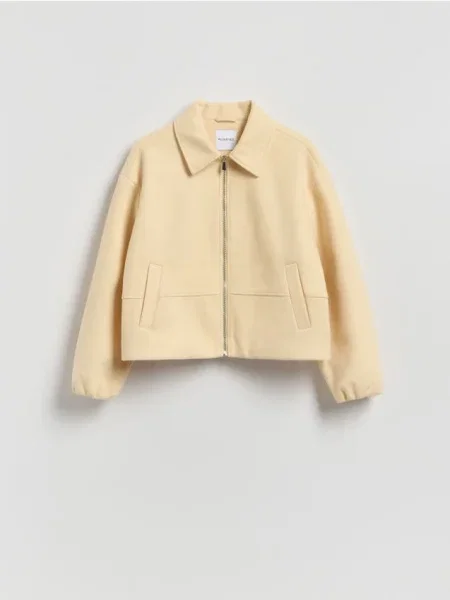 Reserved Geacă cu guler galben-deschis galben