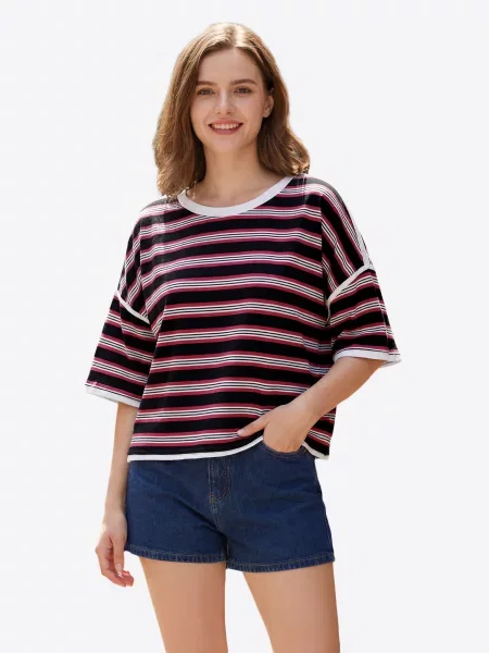 Imily Bela Tricou roșu / negru alb