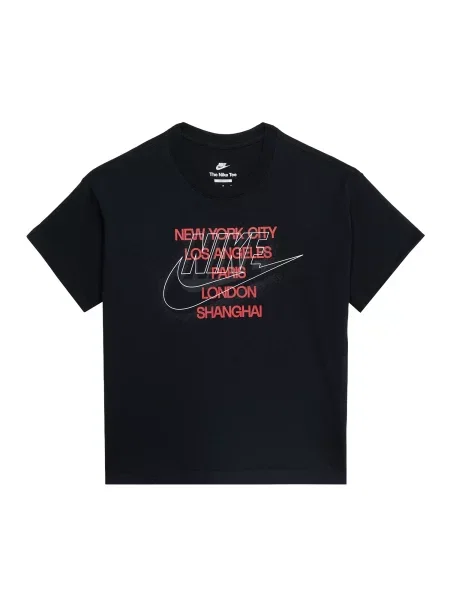 Nike Sportswear Tricou gri închis / roșu deschis / negru alb