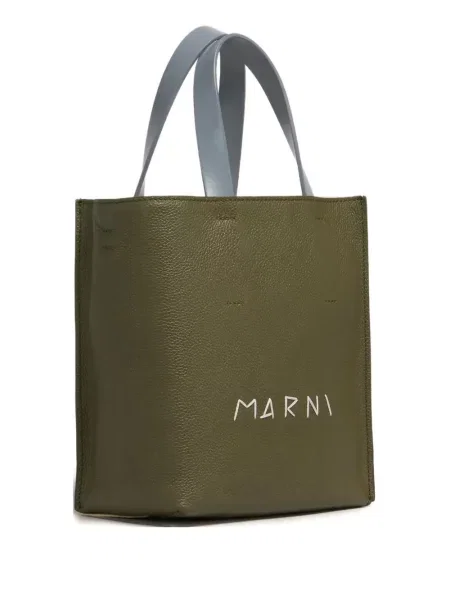 Geanta de piele Marni din piele verde