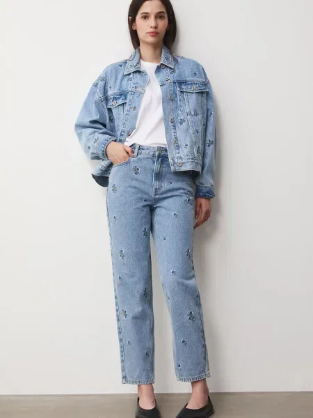 Medicine jachetă pentru femei din denim albastru