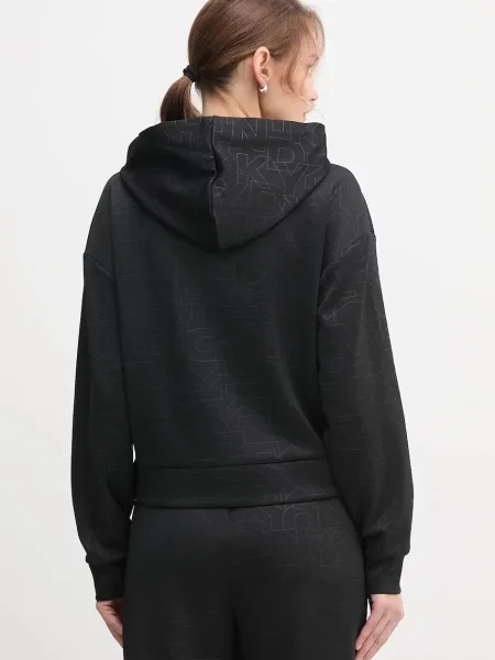 Pletená bunda Dkny s kapucí černá
