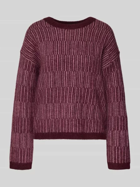 Sweter o kroju relaxed fit z mieszanki wełny z dodatkiem wełny z alpaki model ‘FALVA’ Selected Femme bordowy