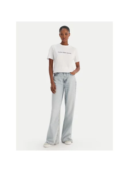 Calvin Klein Jeans Marškinėliai A- Inst. Logo Classic Regular Fit balta