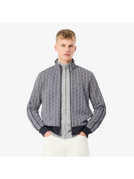 Lacoste Kurtka Dresowa Paris Z Zamkiem I Jacquard szary