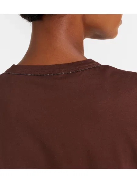 Tricou Brunello Cucinelli din jerseu maro