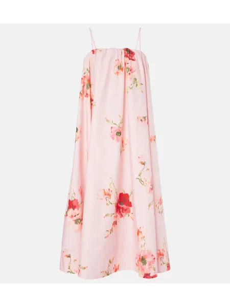 Rochie midi Zimmermann cu model floral până la genunchi de costum roz