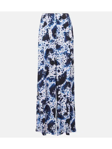 Pantaloni Dries Van Noten cu talie înaltă cu imagine albastru