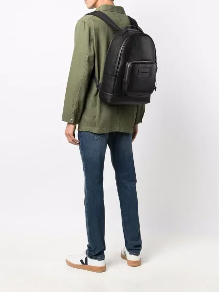 Iš natūralios odos kuprinė Emporio Armani juoda