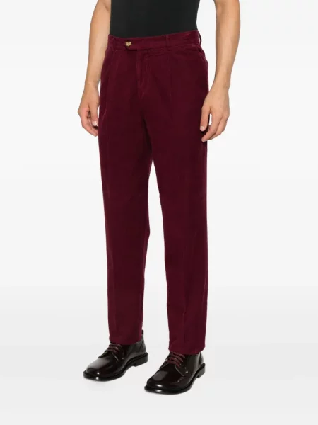 Manšestrové plisované kalhoty Brunello Cucinelli červené
