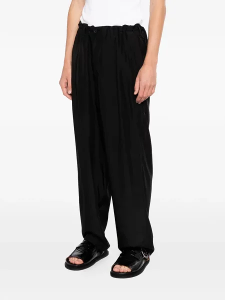 Μεταξωτό παντελόνι Yohji Yamamoto μαύρο