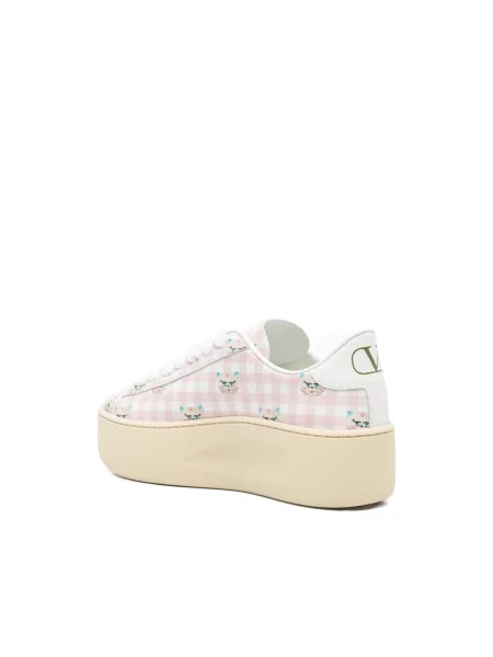 Lniane sneakersy Valentino Garavani w kratę różowe